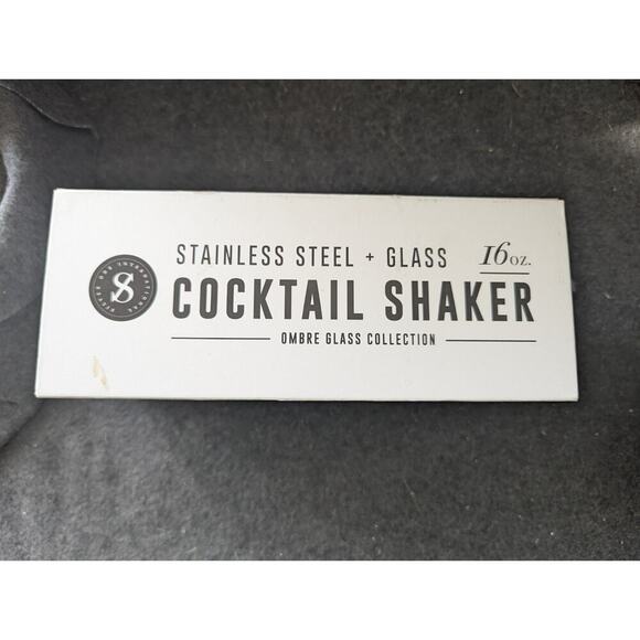 Stainless Steel Plus Glass Cocktail Shaker Includes Strainer 16oz A31 - Picture 4 of 8